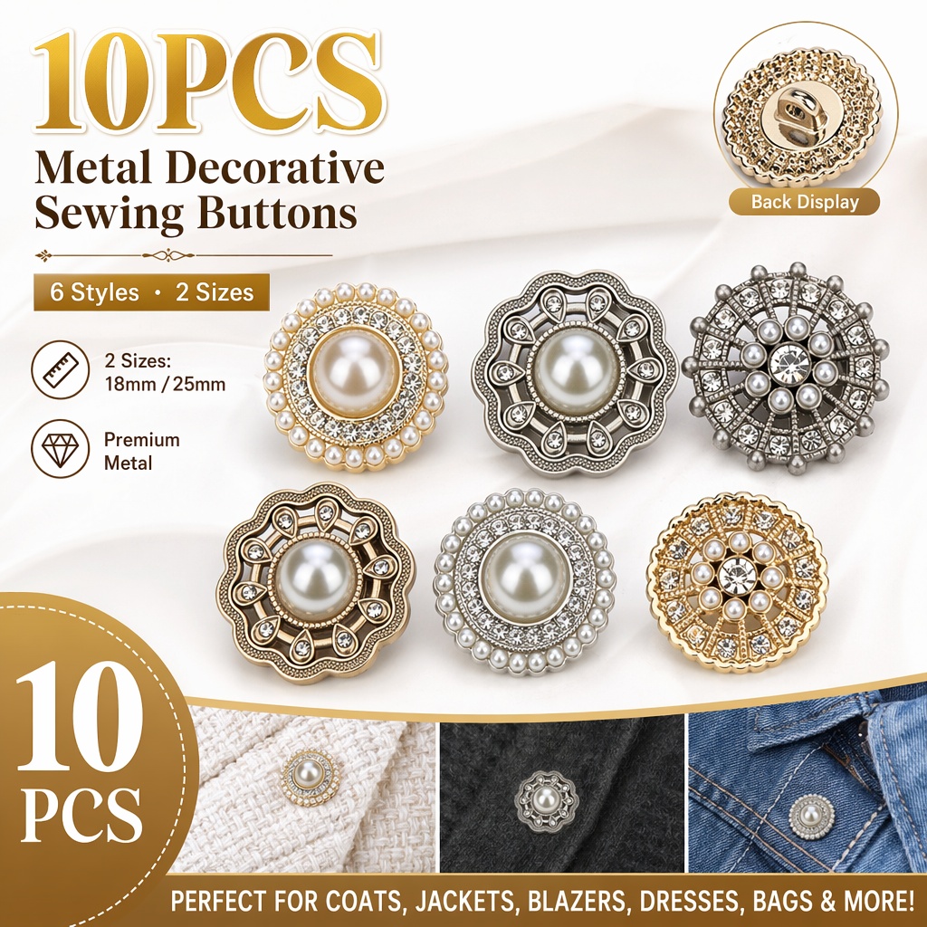 Luxury Bags Dry Clean - 10 Peças de Botões de Metal